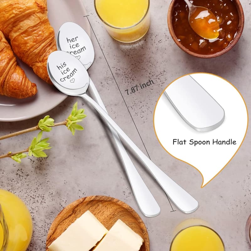 Couples' 2025 Ice Cream Spoons - His and Hers Anniversary Gift