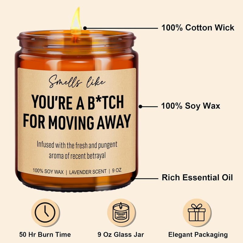 Moving Away Scented Candle - Farewell Gift for Friends & Coworkers