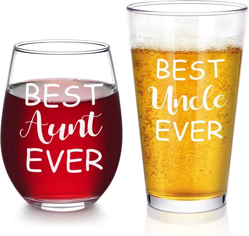 Best Uncle & Aunt Glass Set - Thoughtful Christmas Gifts