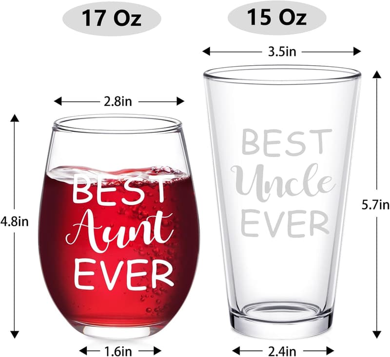 Best Uncle & Aunt Glass Set - Thoughtful Christmas Gifts