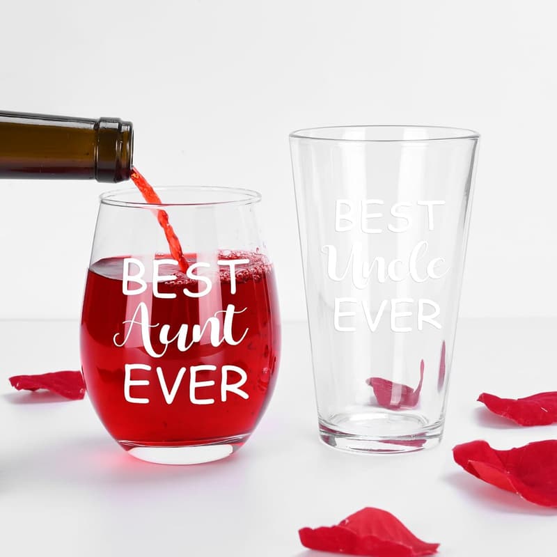 Best Uncle & Aunt Glass Set - Thoughtful Christmas Gifts