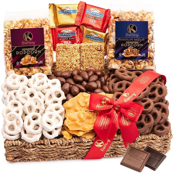 Father's Day Gift Basket - Chocolate Pretzels & Caramel Popcorn