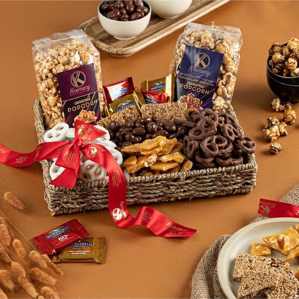 Father's Day Gift Basket - Chocolate Pretzels & Caramel Popcorn