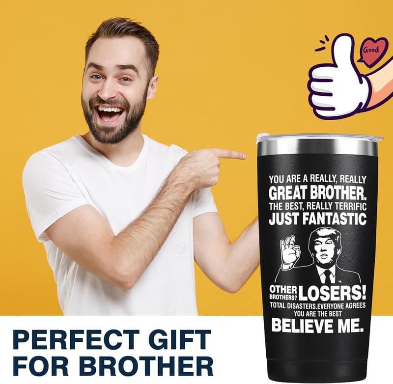 Funny Black 20 Oz Tumbler for Brother - Father's Day Gift