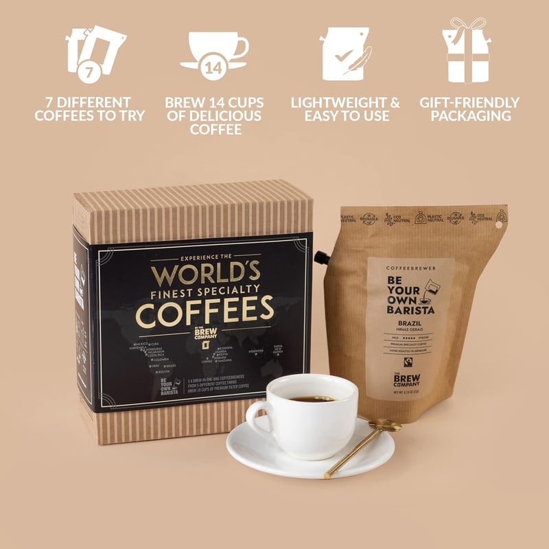 Gourmet Coffee Gift Set - 7 Specialty Organic Coffees for Lovers