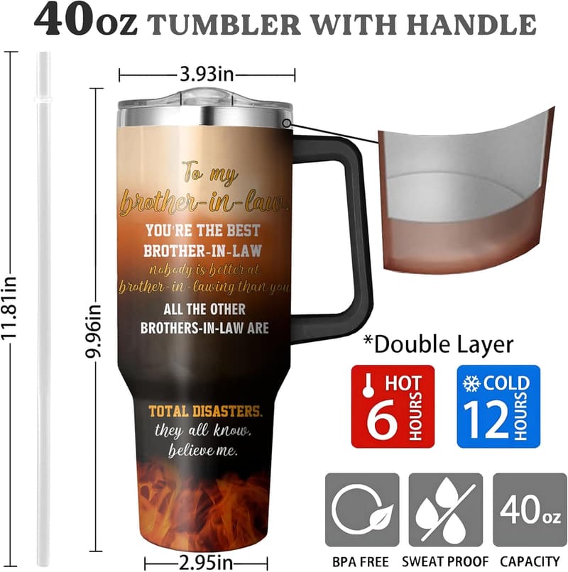 Brother-in-Law Birthday Tumbler - 40 oz Stainless Steel Cup