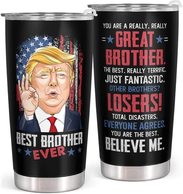 Birthday Gift for Brother - Funny 20 oz Black Stainless Steel Tumbler