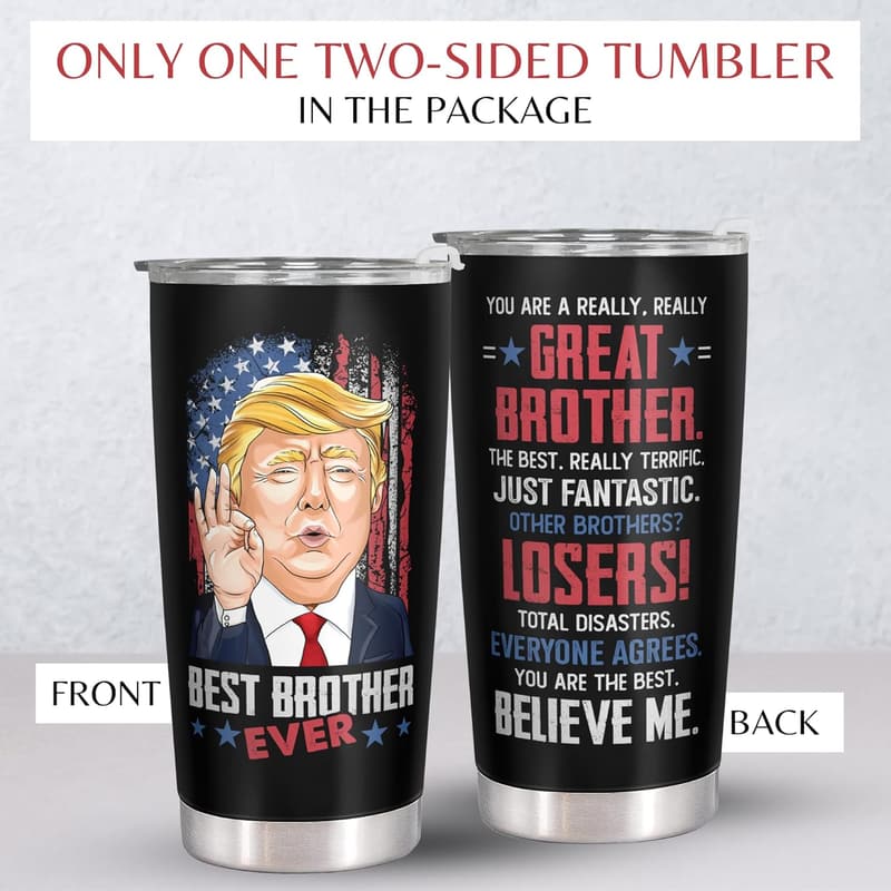 Birthday Gift for Brother - Funny 20 oz Black Stainless Steel Tumbler