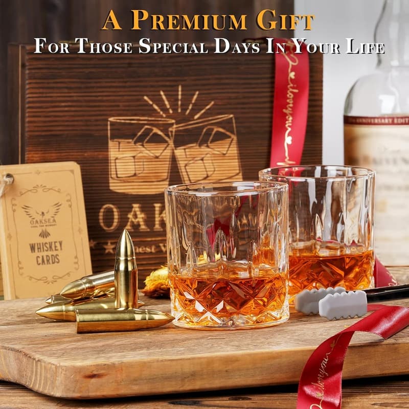 Father's Day Stainless Steel Whiskey Glass Set for Men