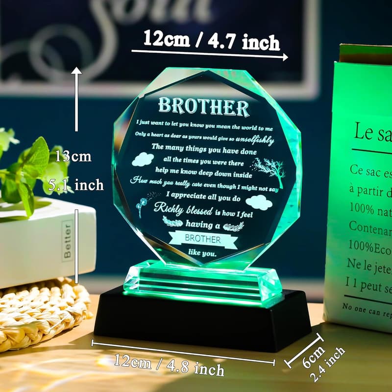 Colorful Crystal Plaque for Brother - Birthday Keepsake