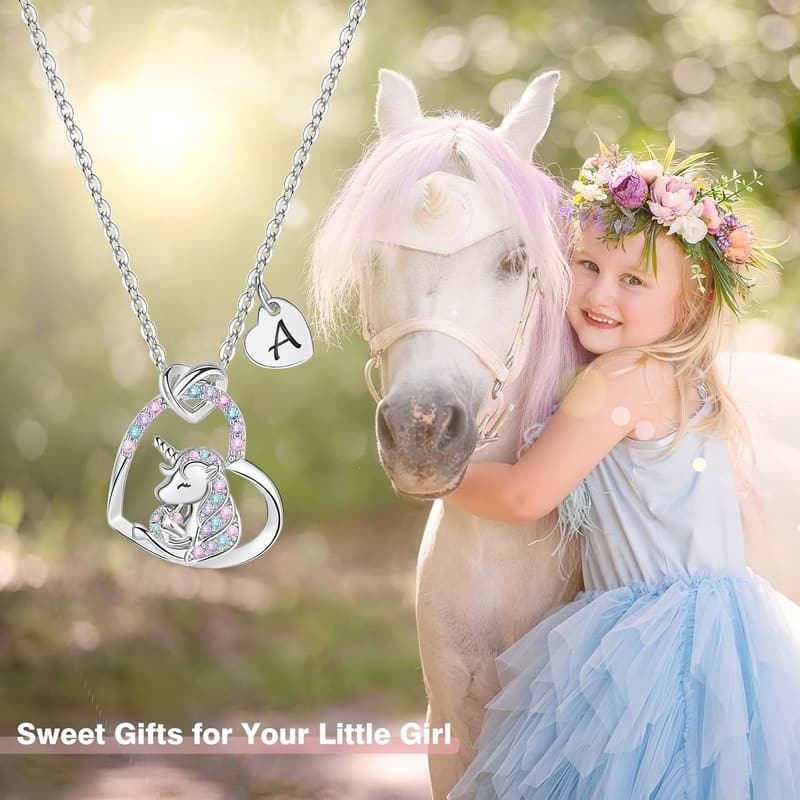Personalized 14K Gold Plated Unicorn Necklace for Girls