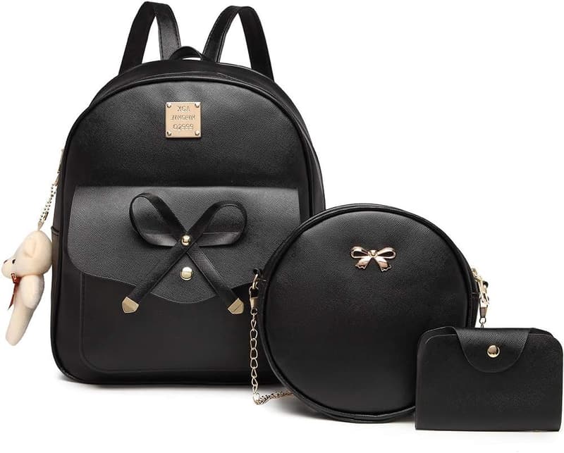 Cute Leather Mini Backpack Purse for Women - Bowknot Design