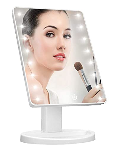 LED Lighted Makeup Mirror with Touch Control and 180-Degree Rotation