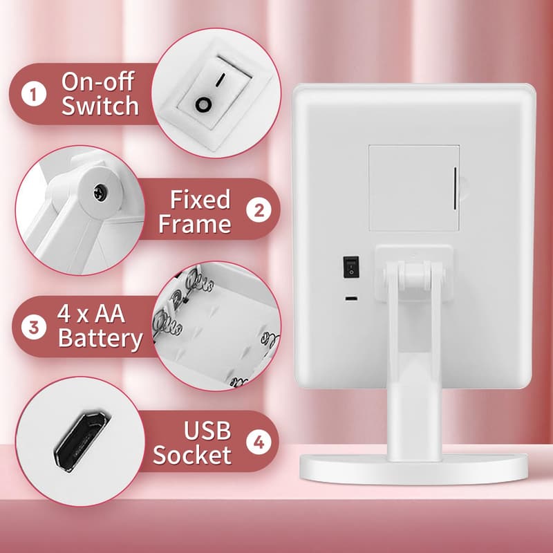 LED Lighted Makeup Mirror with Touch Control and 180-Degree Rotation