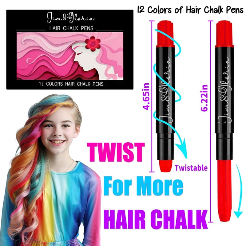 Washable Dustless Hair Chalk - Fun Temporary Hair Color for Kids