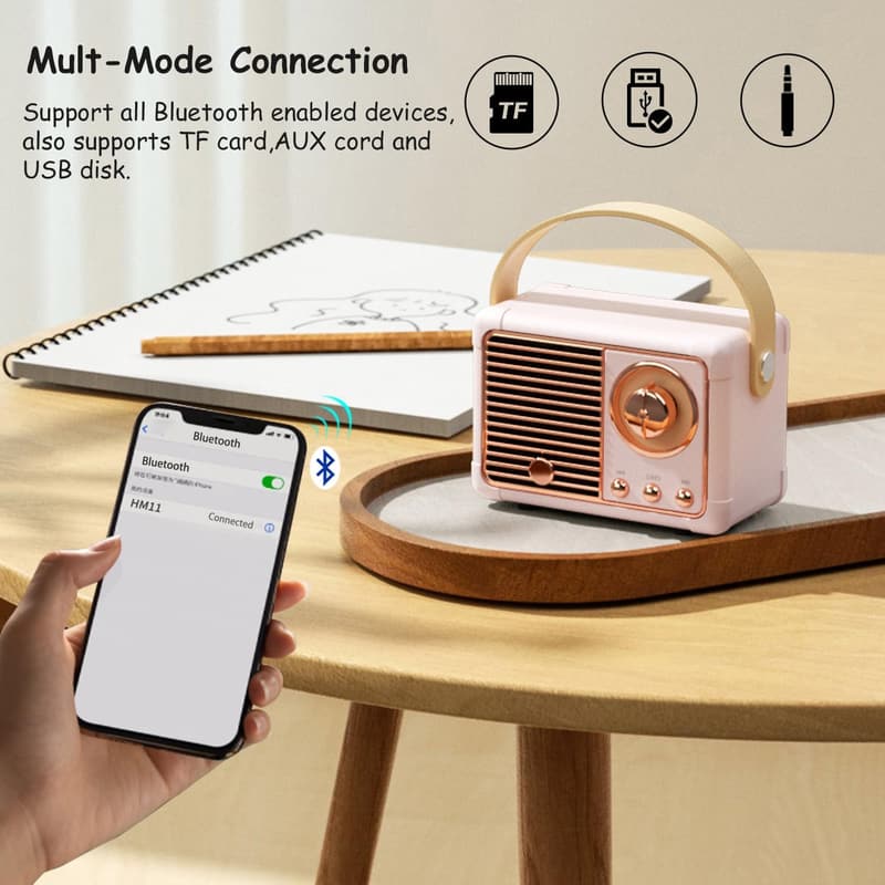 Portable Bluetooth Speaker with Crystal Clear Sound - Pink