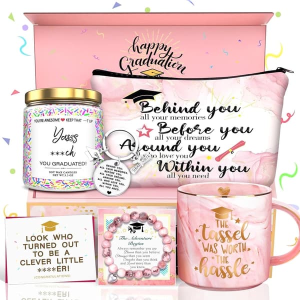 2025 Graduation Gift Set: Coffee Mug, Candle & Keychain for Her