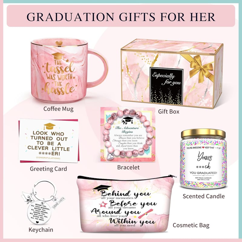 2025 Graduation Gift Set: Coffee Mug, Candle & Keychain for Her