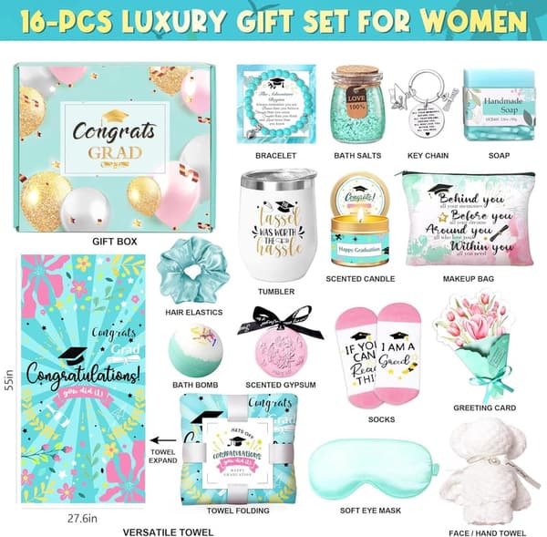 2025 Graduation Gift Basket for Her: Tumbler, Towel & Socks