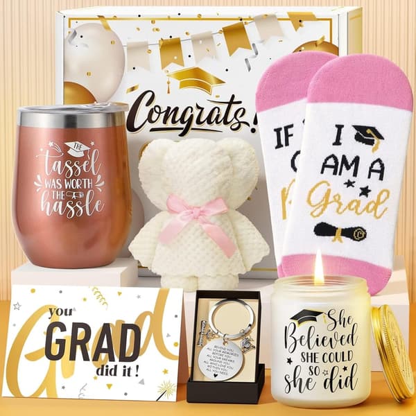 Graduation Gift for Her 2025: Cool Grad Box with Wine Tumbler