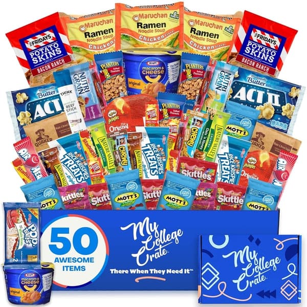 College Crate Microwave Snack Care Package - 50 Piece Variety Pack