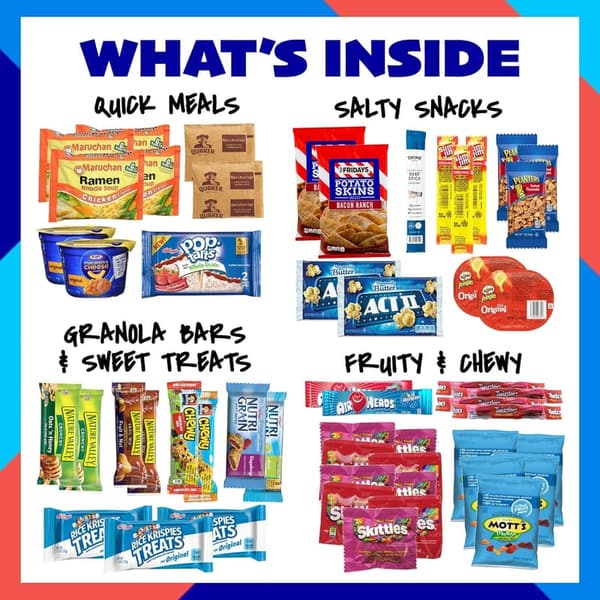 College Crate Microwave Snack Care Package - 50 Piece Variety Pack
