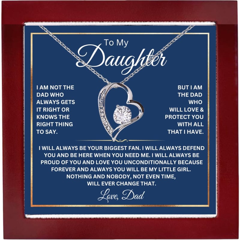 Daughter's Birthday Necklace with Heartfelt Message, 14K Pendant