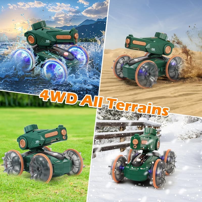 Amphibious Remote Control Car Boat for Kids Ages 5-12