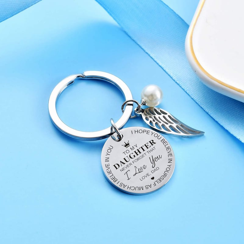 Inspirational Keychain for Daughter from Dad - “Never Forget I Love You”