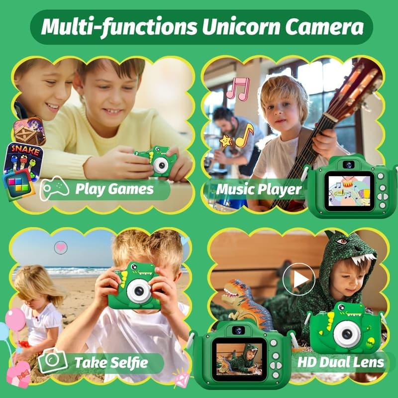 Kids Dinosaur Camera - 1080P HD Gift for Ages 3-12