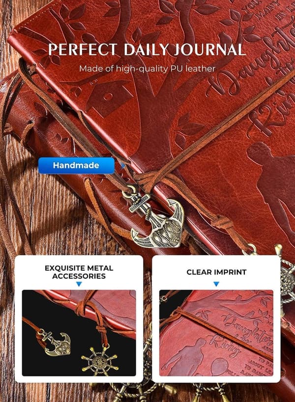 Leather Writing Journal for Daughter with Inspirational Quotes