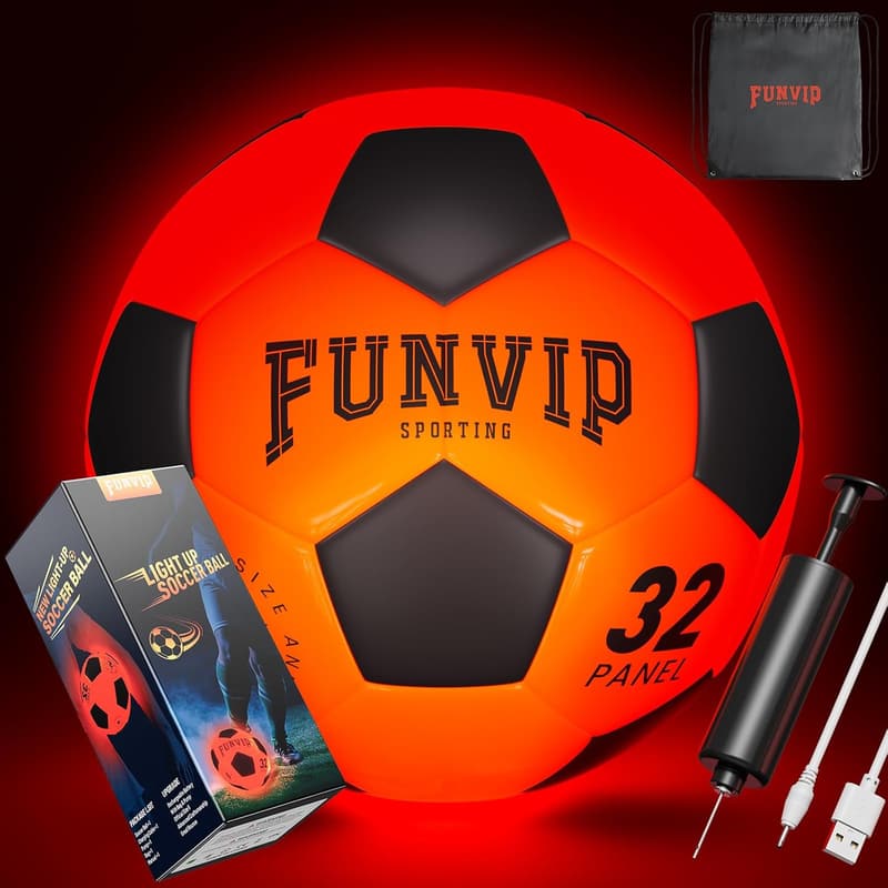 Glow-in-the-Dark LED Soccer Ball for Kids Ages 8-12