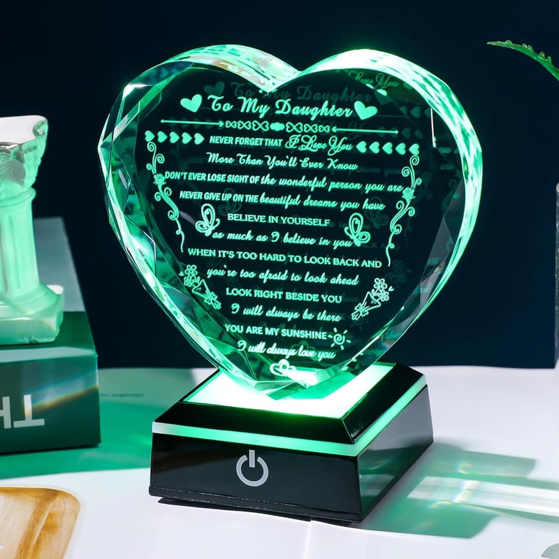 Colorful Crystal Heart Keepsake for Daughter's Birthday