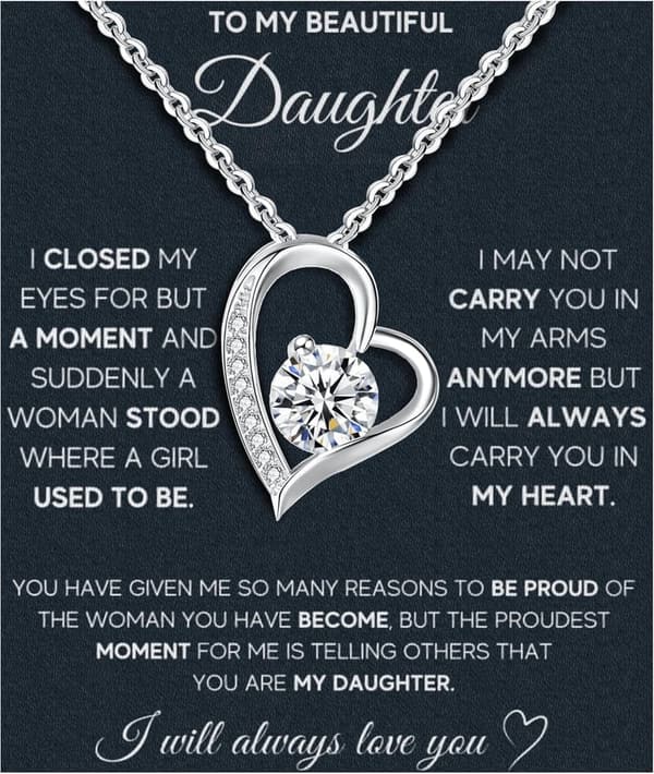 Daughter Graduation Necklace - 925 Sterling Silver with Message Card