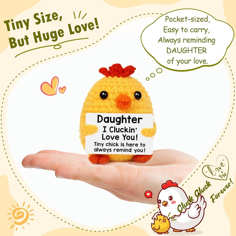 Birthday & Graduation Card for Daughter - Handmade Crochet Chicken
