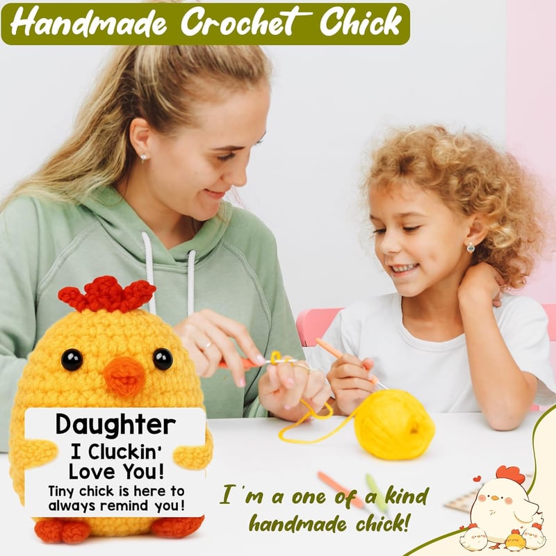Birthday & Graduation Card for Daughter - Handmade Crochet Chicken