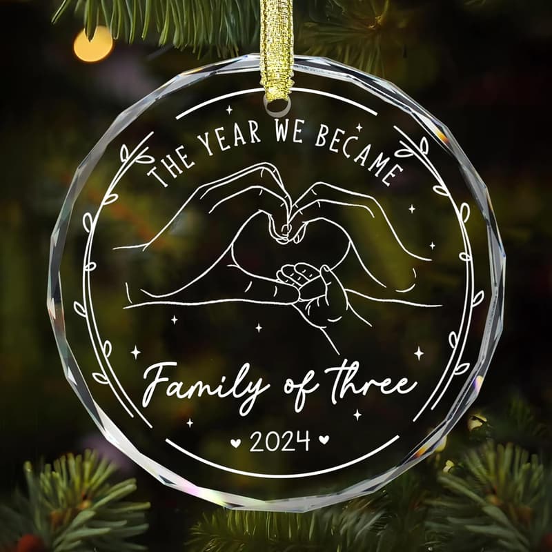 New Parents' Family of 3 Ornament - Personalized Car Decoration