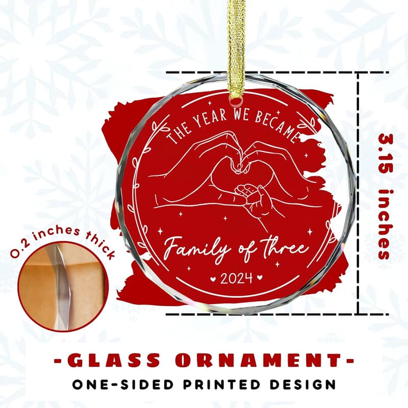 New Parents' Family of 3 Ornament - Personalized Car Decoration