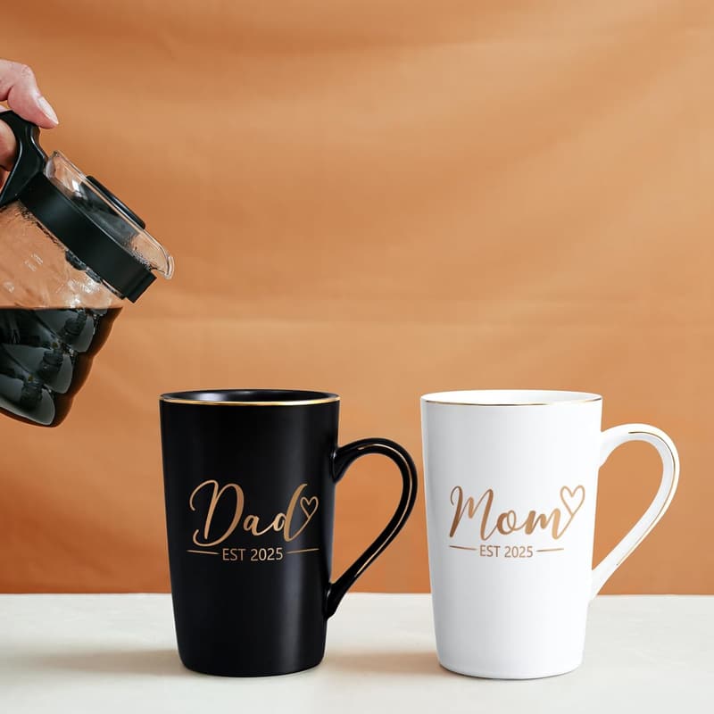 New Parents Gifts - Est 2025 Personalized Mugs for Couples