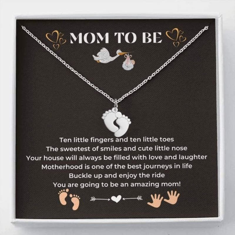 Pregnancy Gift: Baby Feet Pendant Necklace for Moms-to-Be