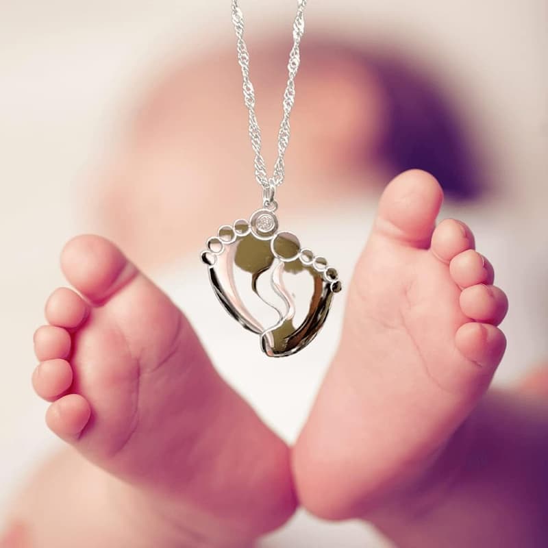 Pregnancy Gift: Baby Feet Pendant Necklace for Moms-to-Be
