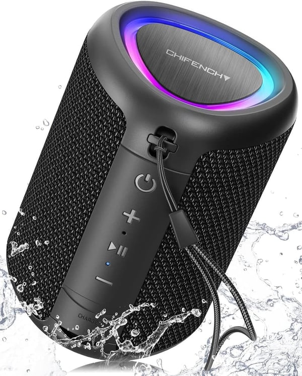 Bluetooth 5.3 Portable Speaker with Lights & IPX5 Waterproof