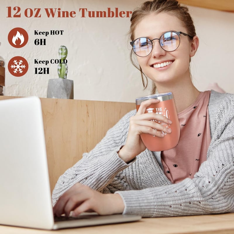 2025 Graduation Gift: Personalized 12 oz Rose Gold Wine Tumbler