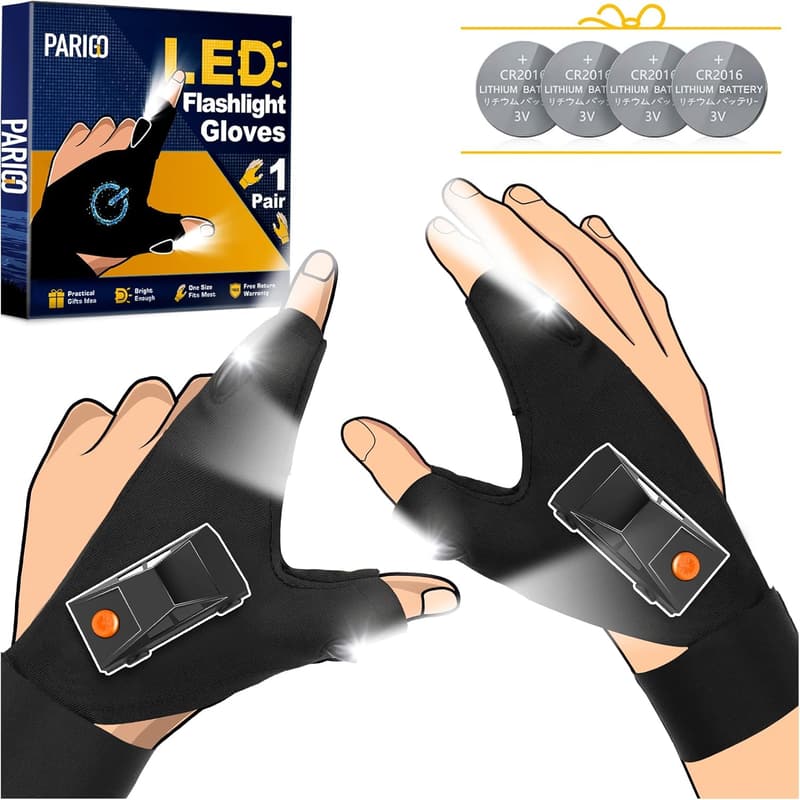 LED Flashlight Gloves - Waterproof Gift for Men & Women