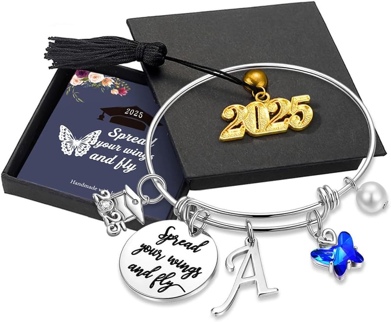 2025 Graduation Butterfly Initial Bracelet for Her