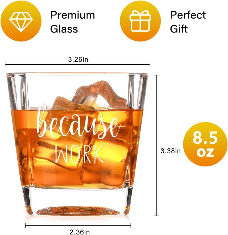 Funny Whiskey Glass Gift for Coworkers & Boss - 8.5oz