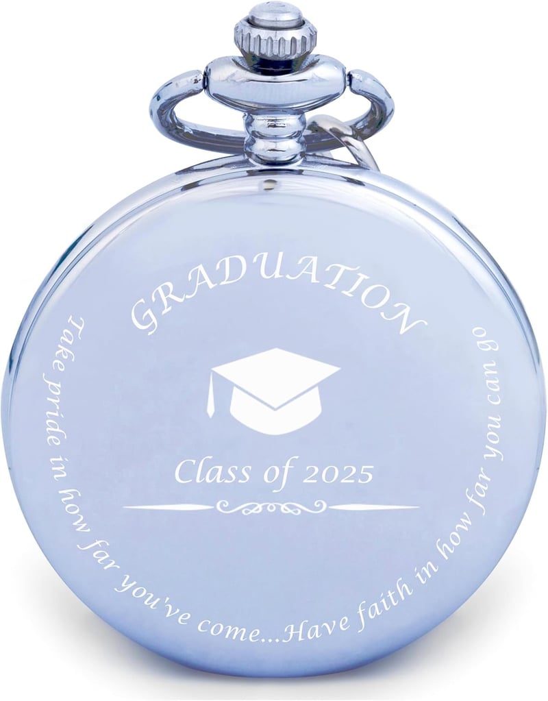 2025 Graduation Silver Pocket Watch with Engraving