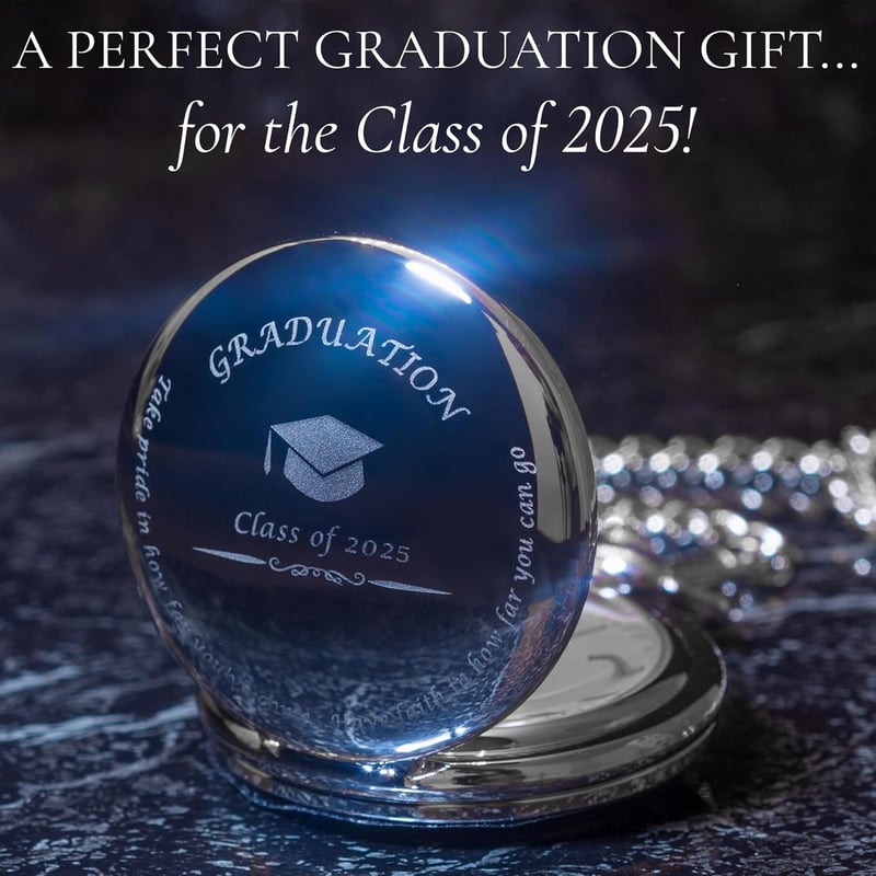 2025 Graduation Silver Pocket Watch with Engraving