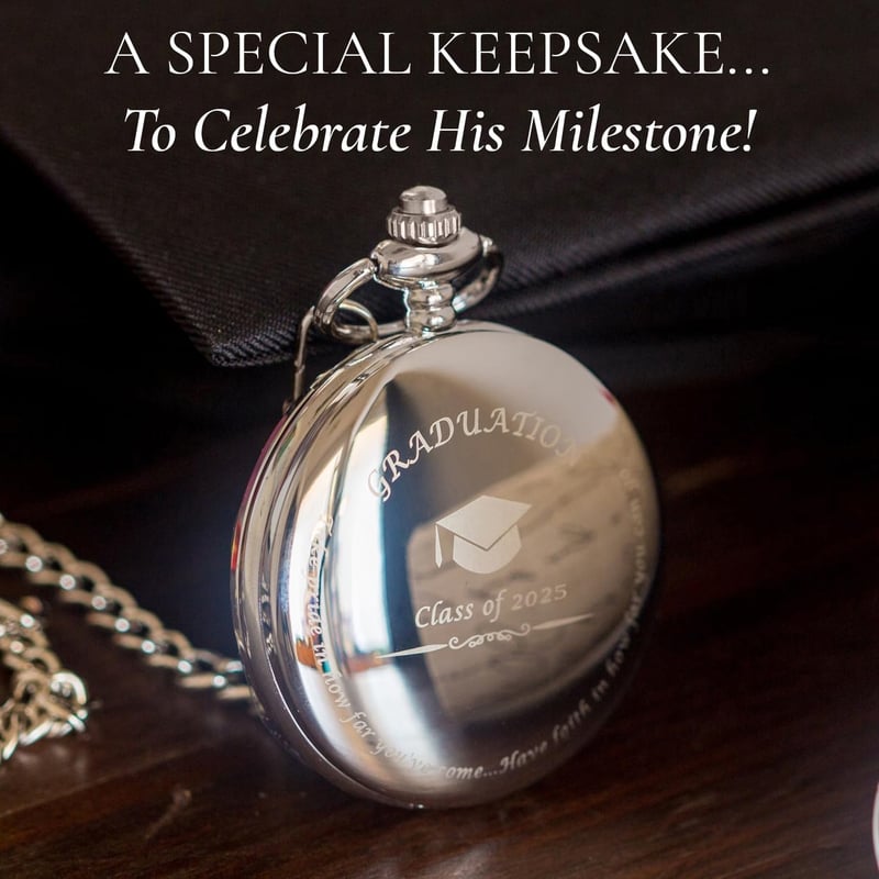 2025 Graduation Silver Pocket Watch with Engraving