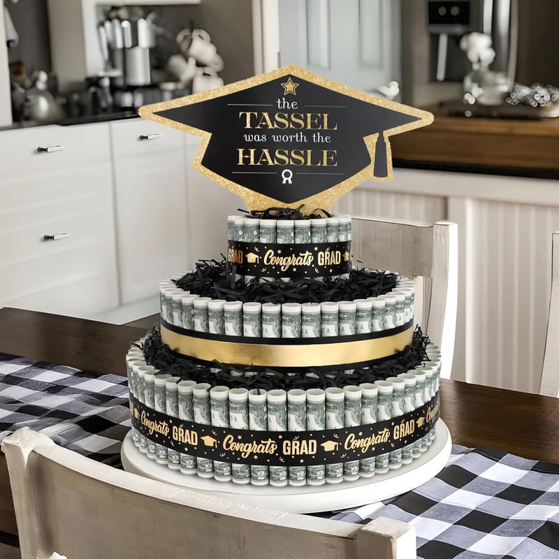 Graduation Money Cake - 3 Tier Class of 2025 Centerpiece